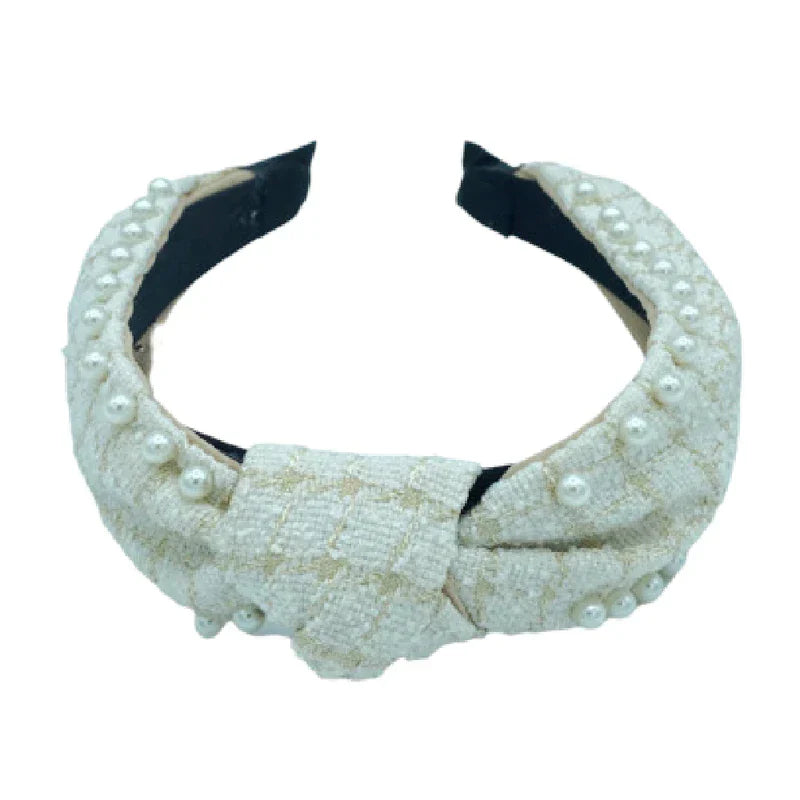 It Girl Headband in Cream Houndstooth | Headbands of Hope