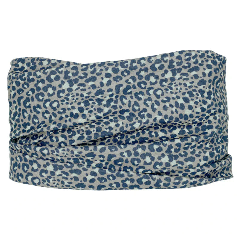 Jaguar Tube Turban in Tan & Periwinkle | Headbands of Hope
