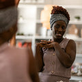 Jaguar Tube Turban in Tan & Periwinkle | Headbands of Hope