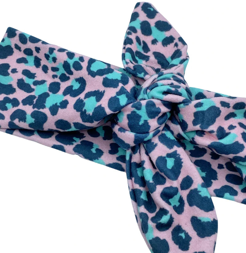 Jaguar Knotted Hair Tie in Pink & Mint | Knotted Hair Tie | Ultra Soft | Headbands of Hope