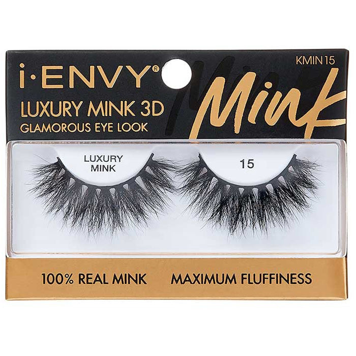 iENVY By Kiss 100% Real Mink Luxury Mink 3D Lashes 20 mm - LUXURY MINK (KMIN 08/11/15/16/23)