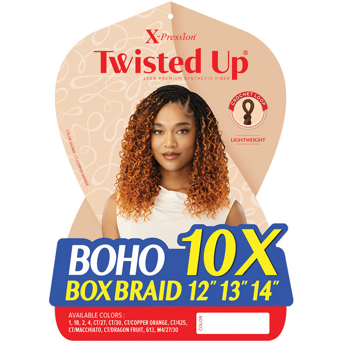 Outre X-Pression Twisted Up Pre-Looped Crochet Braid - BOHO BOX BRAID 12"13"14" 10X