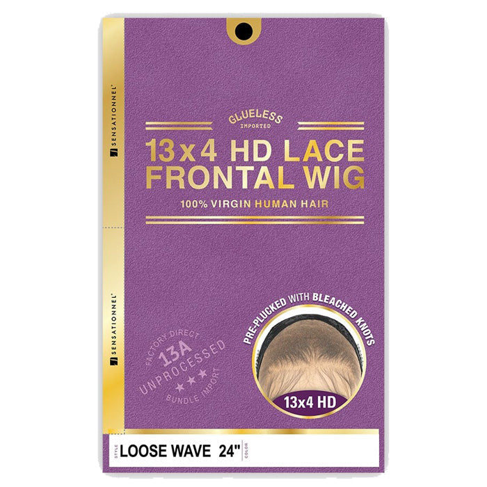 Sensationnel 13A 100% Virgin Human Hair Glueless 13x4 HD Lace Front Wig - LOOSE WAVE 20"- Pre-Plucked