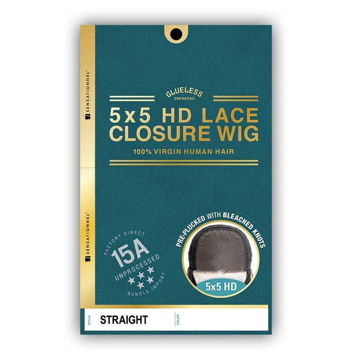 Sensationnel 15A 100% Virgin Human Hair Glueless 5x5 HD Lace Closure Wig - STRAIGHT 20/22/24"