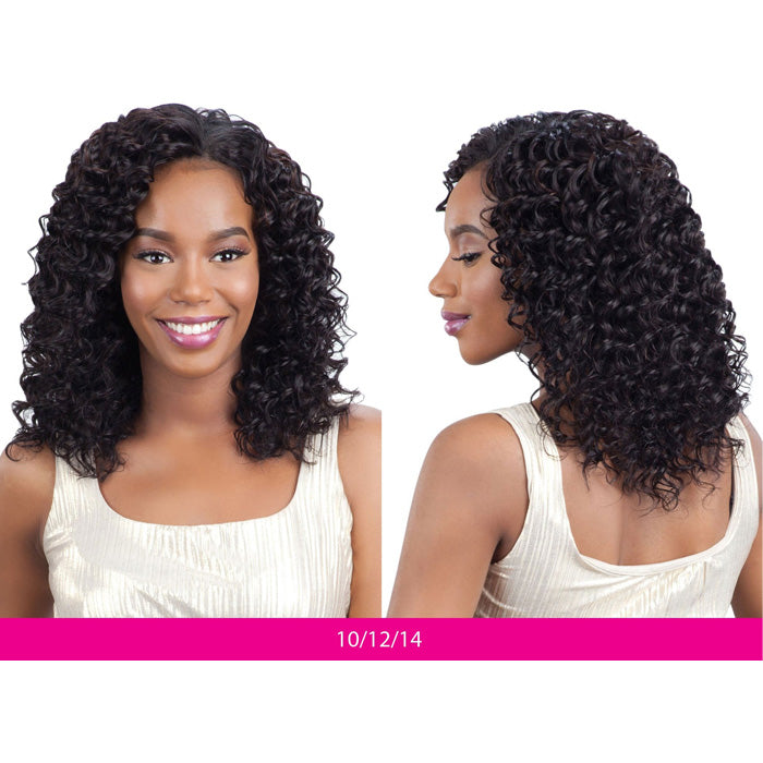 Model Model Nude Leaf Brazilian Virgin Remy 100% Human Hair Weave - DEEP WAVE 7 PCS (10-22") + Closure