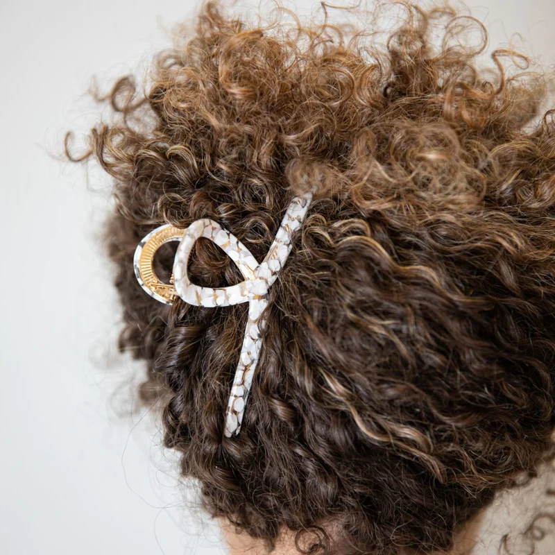 Looped Claw Clip | White Specs | Headbands of Hope