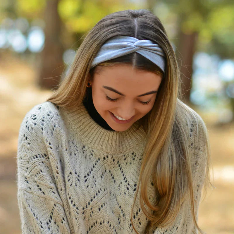 Lush Ribbed Twist Turban Headband | Grey | Headbands of Hope