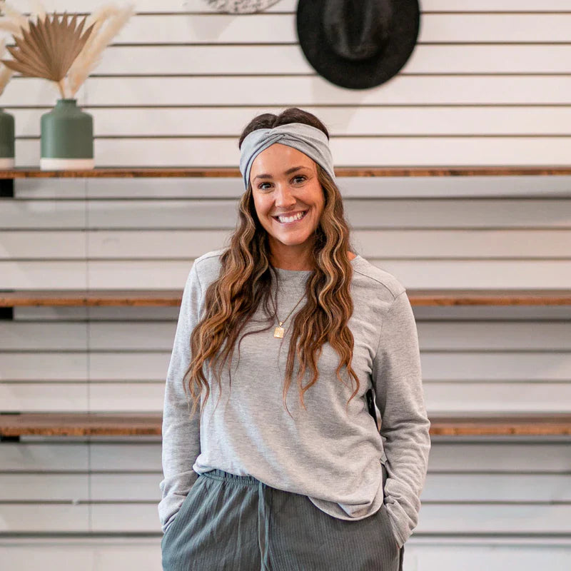 Lush Ribbed Twist Turban Headband | Grey | Headbands of Hope