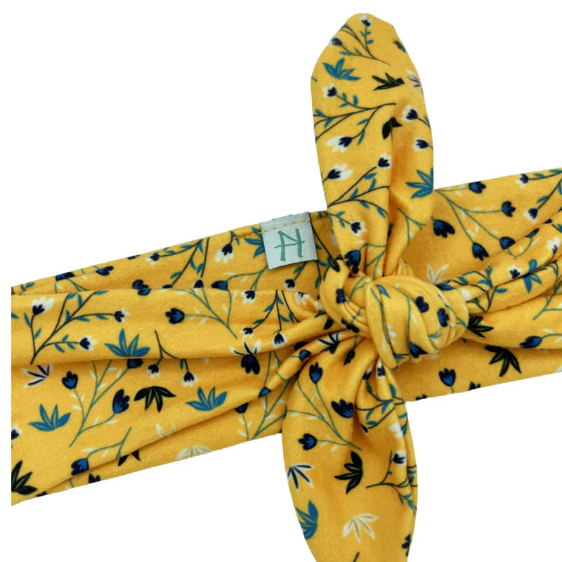 Mustard Antique Floral Knotted Hair Tie | Headbands of Hope