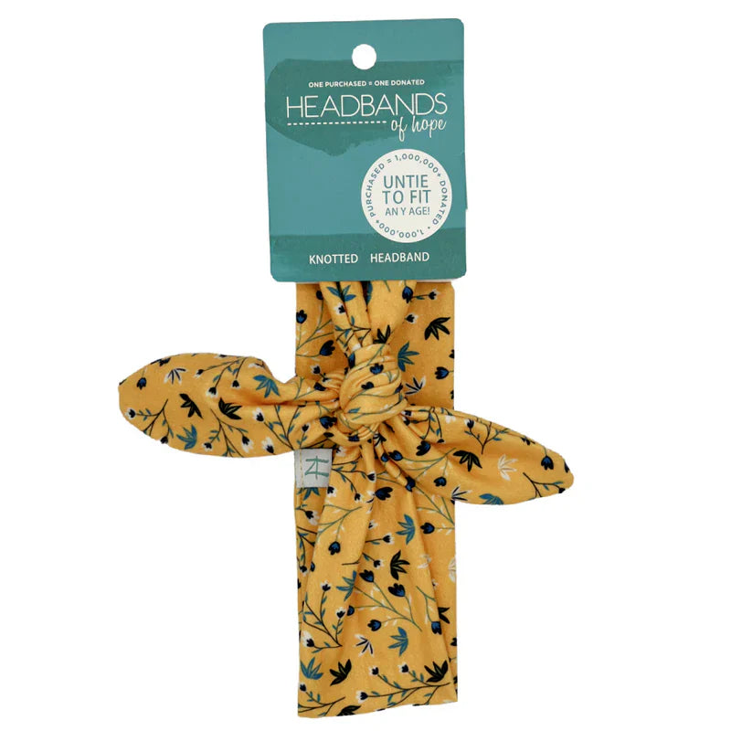 Mustard Antique Floral Knotted Hair Tie | Headbands of Hope