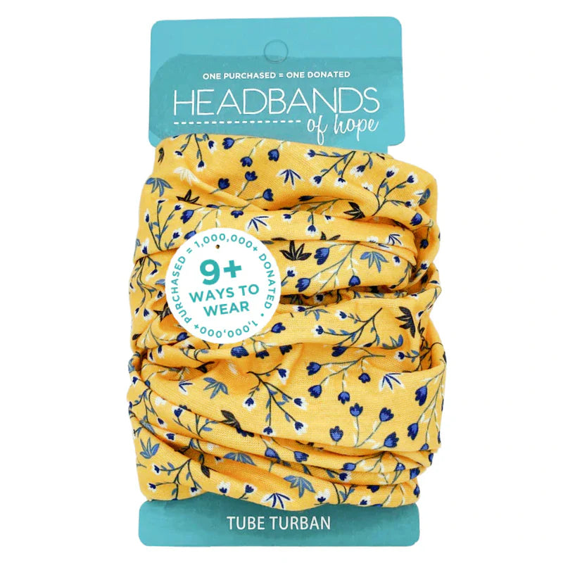 Mustard Antique Floral Tube Turban | Headbands of Hope