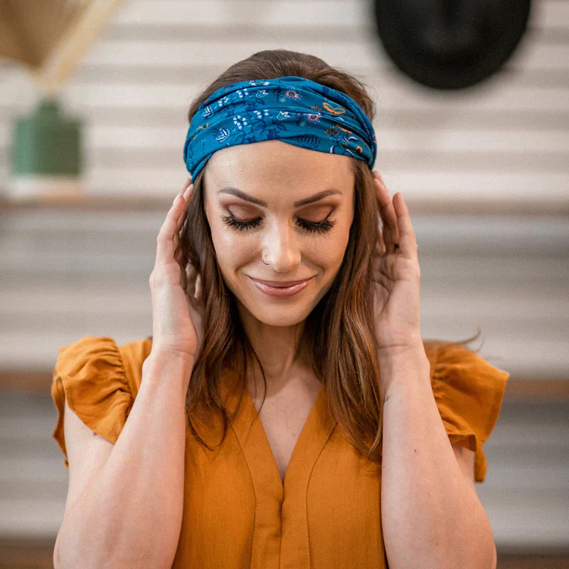Navy Antique Floral Tube Turban | Headbands of Hope