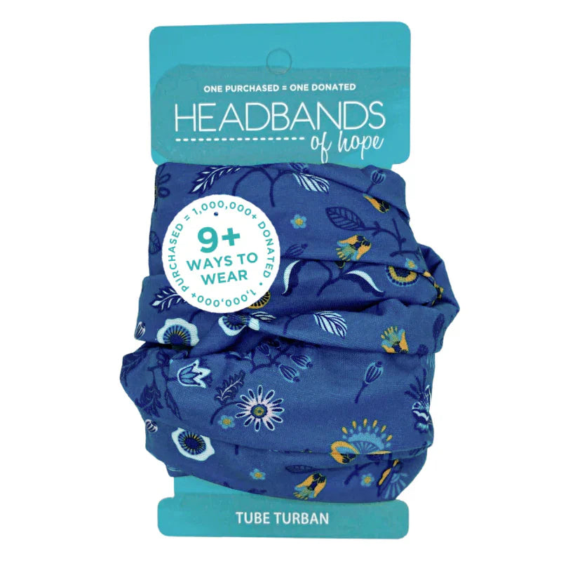 Navy Antique Floral Tube Turban | Headbands of Hope