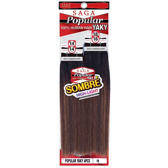 Saga 100% Human Hair Weave - POPULAR YAKY 4 PCS (10-20")