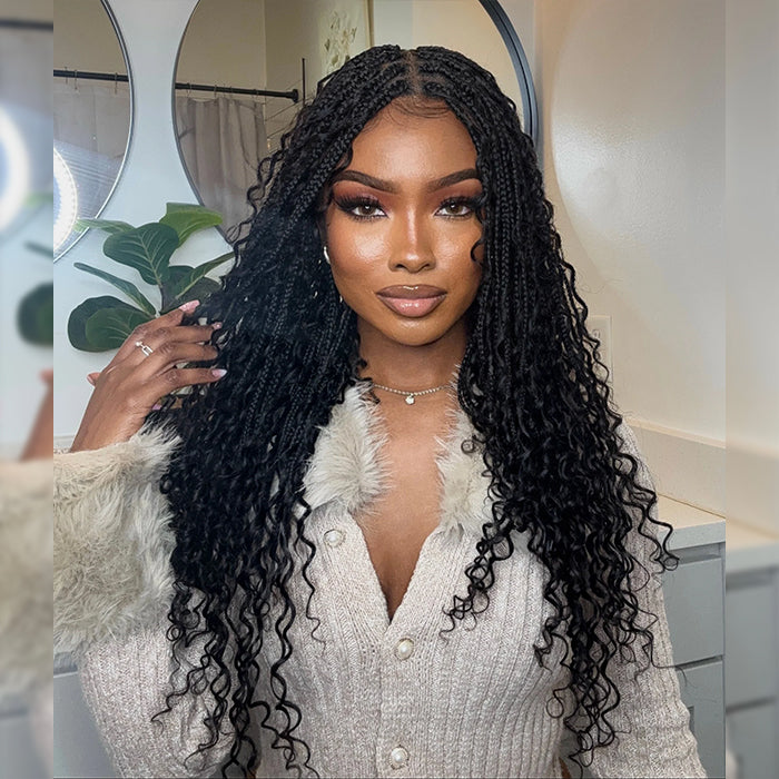 Glueless Pre Braided Wig Deep Wave Drawstring 13x6 Full HD Lace Frontal Human Hair Wigs For Women