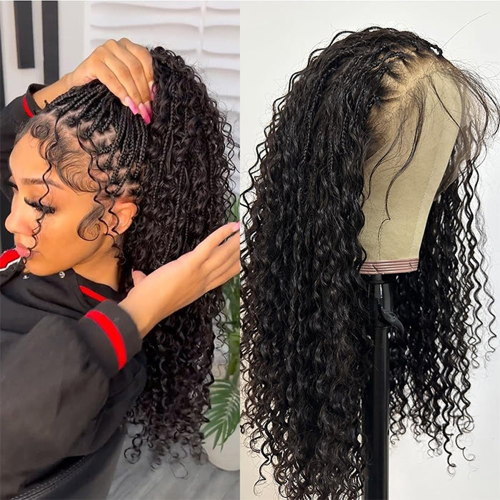 Glueless Pre Braided Wig Deep Wave Drawstring 13x6 Full HD Lace Frontal Human Hair Wigs For Women
