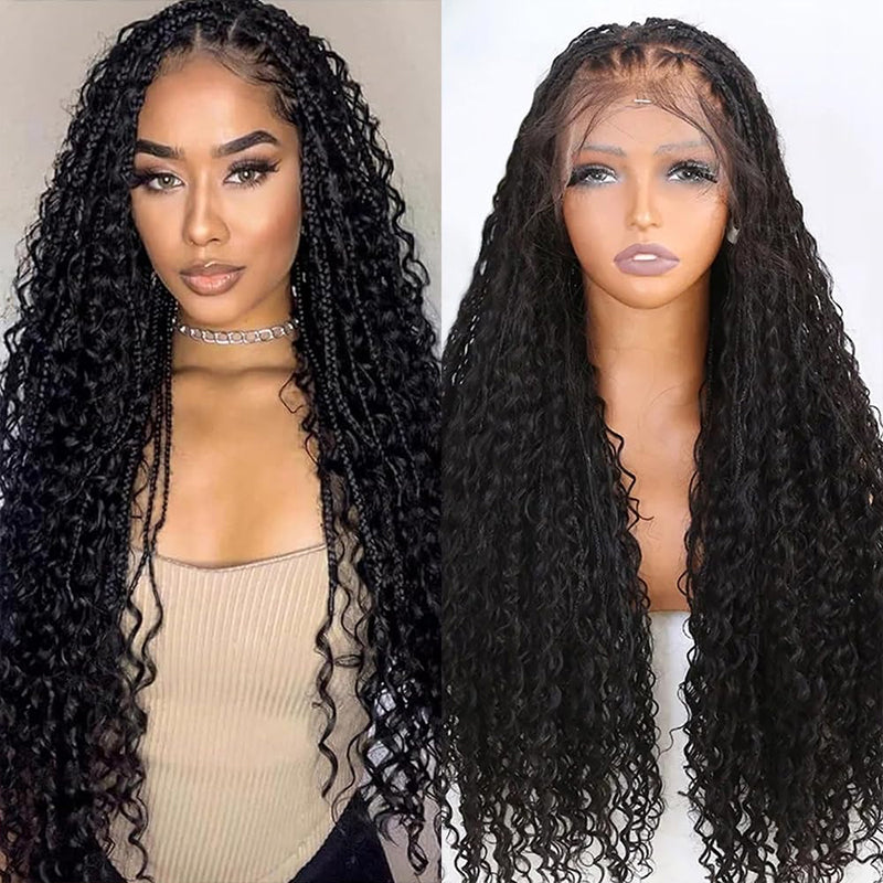 Glueless Pre Braided Wig Deep Wave Drawstring 13x6 Full HD Lace Frontal Human Hair Wigs For Women