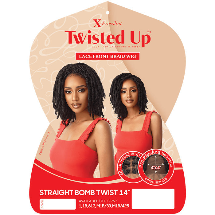 Outre Twisted Up Glueless 4x4 Lace Front Braid Wig - STRAIGHT BOMB TWIST 14"
