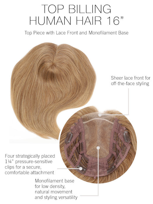 Top Billing Human Hair 16" Topper by Raquel Welch | Topper | Human Hair