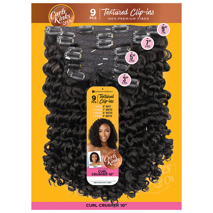 Sensationnel Curls Kinks & Co Textured Clip-Ins 9 PCS Hair Pieces - CURL CRUSHER 10"