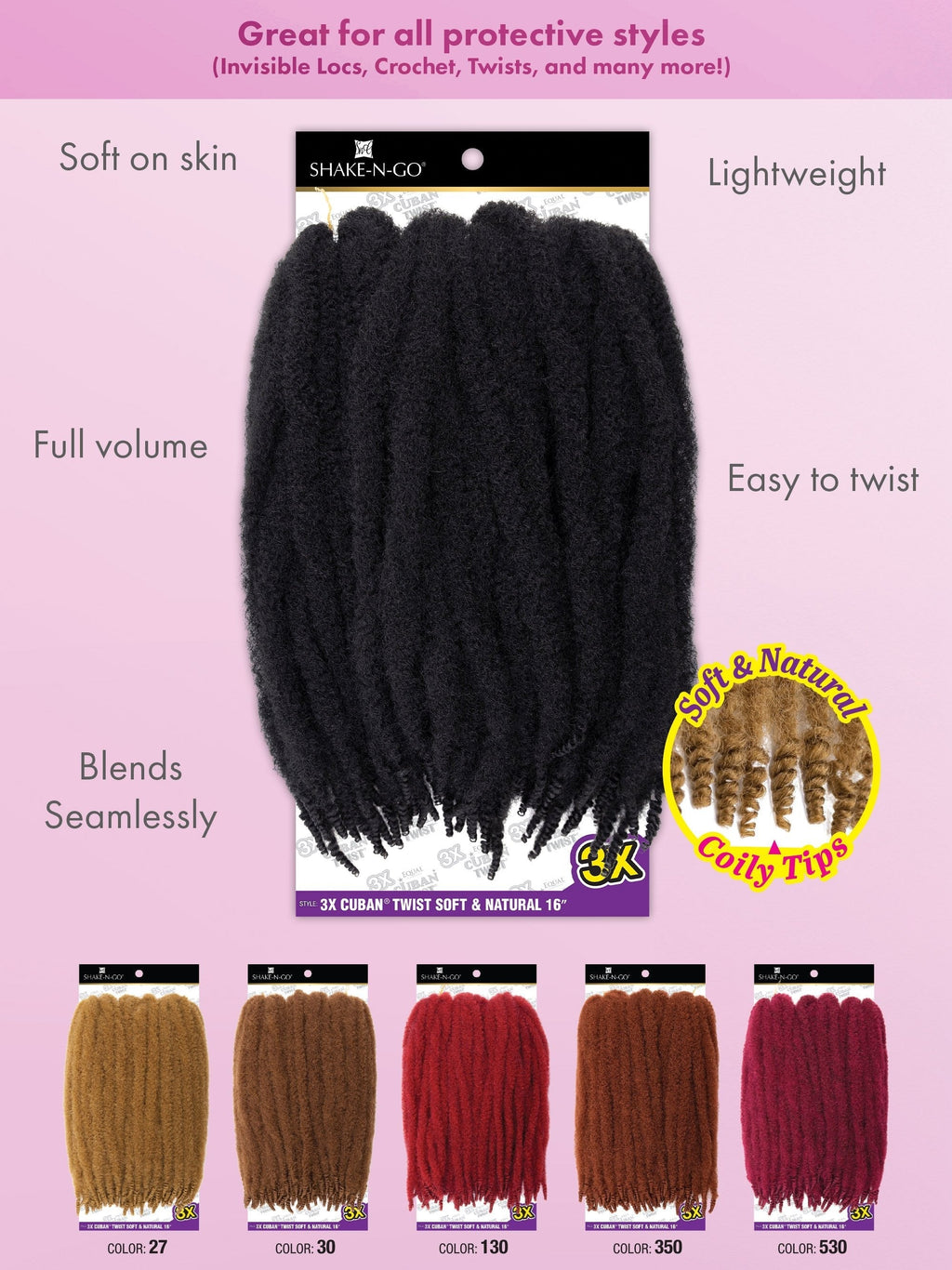FreeTress Equal 3X CUBAN TWIST SOFT & NATURAL 16"