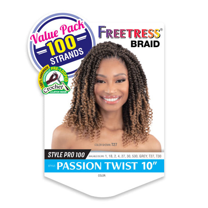 Freetress Style Pro 100 Pre-Looped Crochet Braid - PASSION TWIST 10" By Shake N Go
