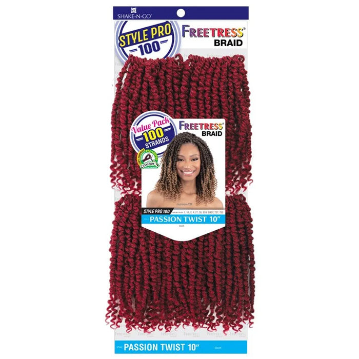Freetress Style Pro 100 Pre-Looped Crochet Braid - PASSION TWIST 10" By Shake N Go