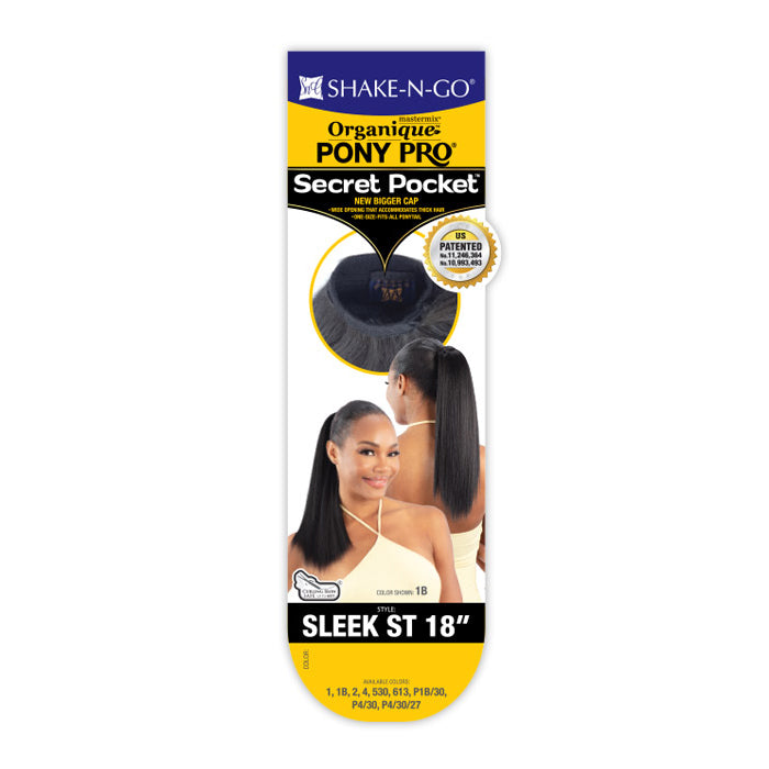 Shake N Go Organique Human Hair Blend PonyPro Secret Pocket Drawstring Ponytail - SLEEK STRAIGHT 18"