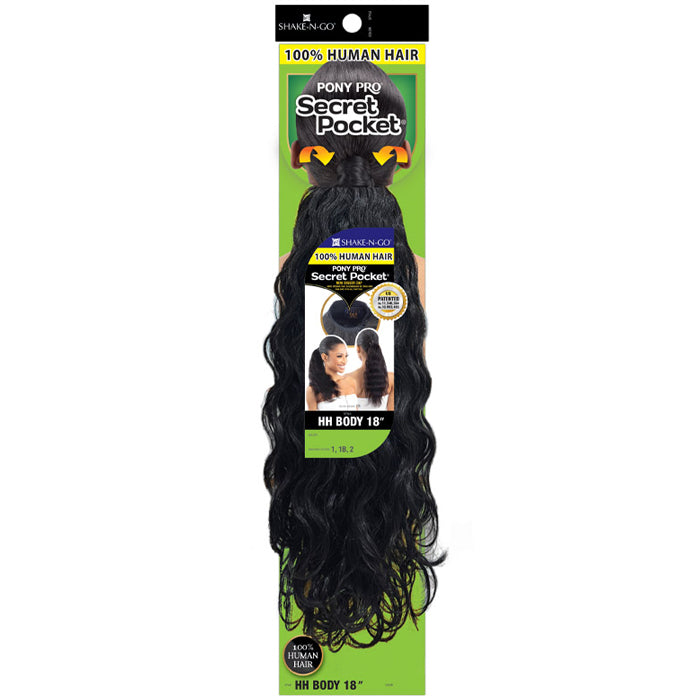Secret Pocket By Shake N Go Pony Pro Human Hair Wrap Ponytail - HH BODY 18"