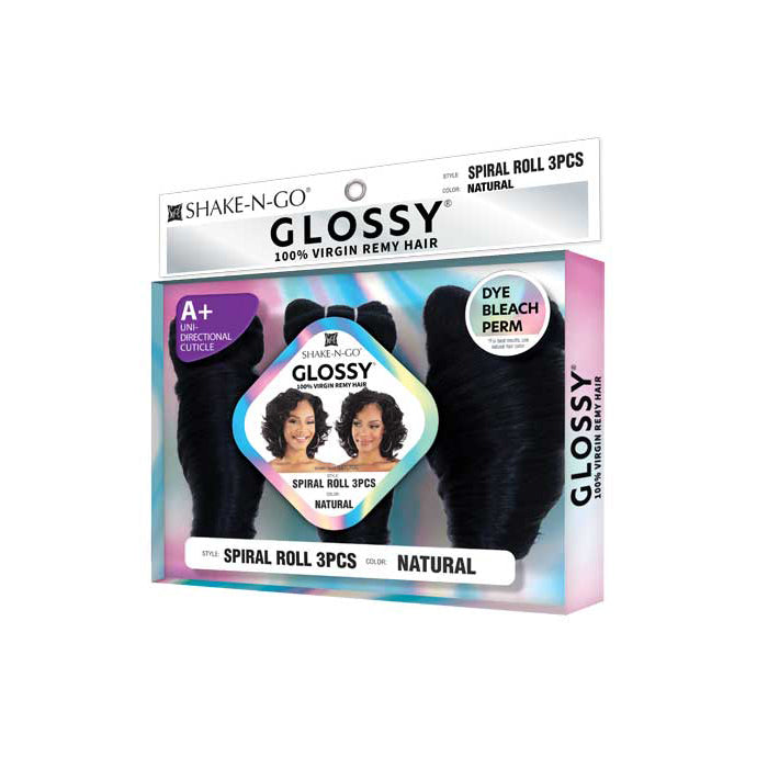 Shake N Go Glossy 100% Virgin Remy Hair Weave - SPIRAL ROLL 3 Pcs