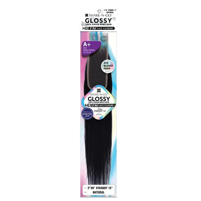 Shake N Go Glossy HD Lace Closure - 2X6 STRAIGHT 16" - 100% Virgin Remy Hair