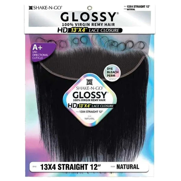 Glossy By Shake N Go 100% Virgin Remy Hair HD 13x4 Lace Closure - STRAIGHT 12"
