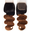 Ombre T1B/30 Body Wave 4x4 Free Part HD Transparent Lace Closure 100% Human Hair