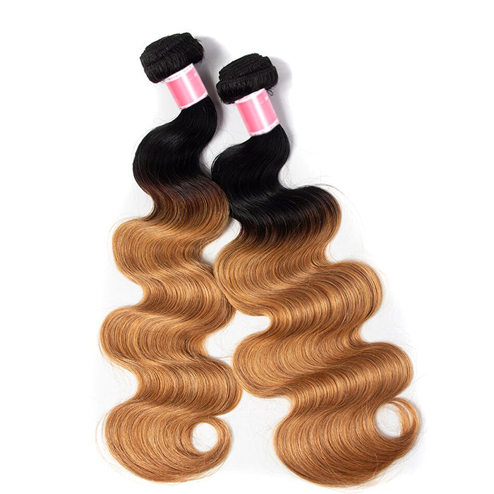 Ombre Malaysian Virgin Hair Body Wave 3/4 Bundles Deal Two Tone T1B/27 Human Hair Weave Extensions