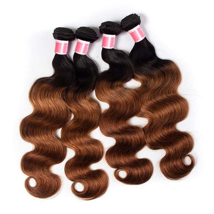 Ombre Malaysian Virgin Hair Body Wave 3/4 Bundles Deal Two Tone 1B/30 Human Hair Weave Extensions