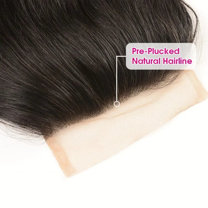 Ombre T1b/4/27 Body Wave 3 Bundles with Closure 100% Unprocessed Virgin Human Hair Free Part