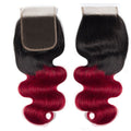 Ombre T1B/99J Body Wave 4x4 Free Part HD Transparent Lace Closure 1 Piece