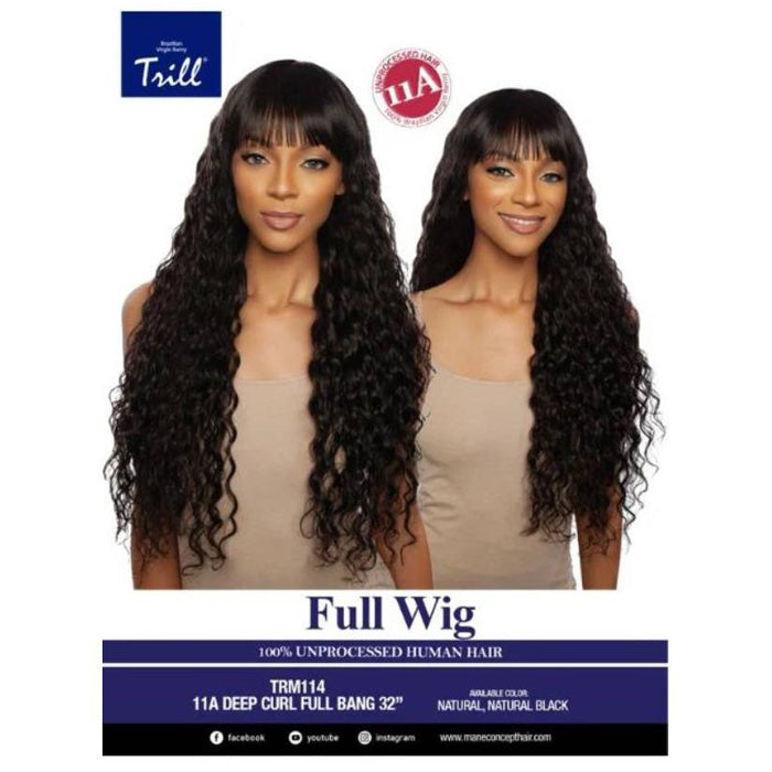 Mane Concept Trill 100% Unprocessed Human Hair 11A Full Wig - TRM114 DEEP CURL FULL BANG 32"
