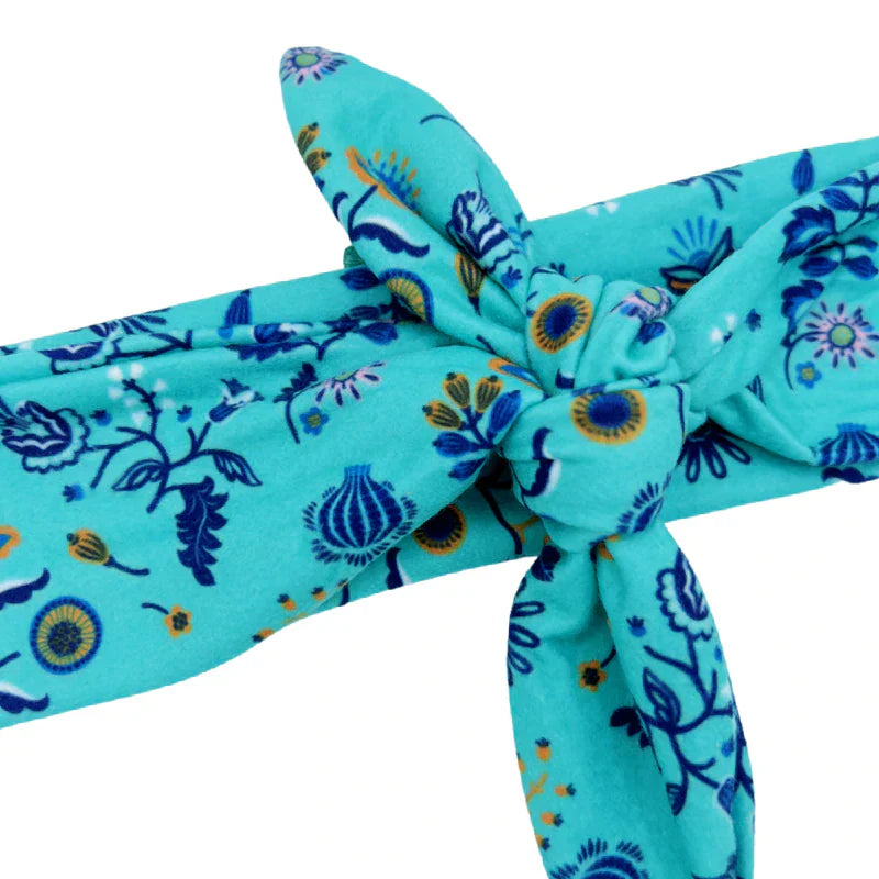 Teal Antique Floral Knotted Hair Tie | Headbands of Hope