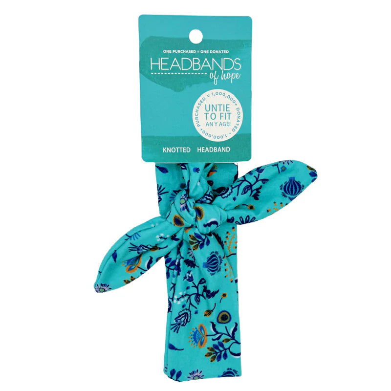 Teal Antique Floral Knotted Hair Tie | Headbands of Hope