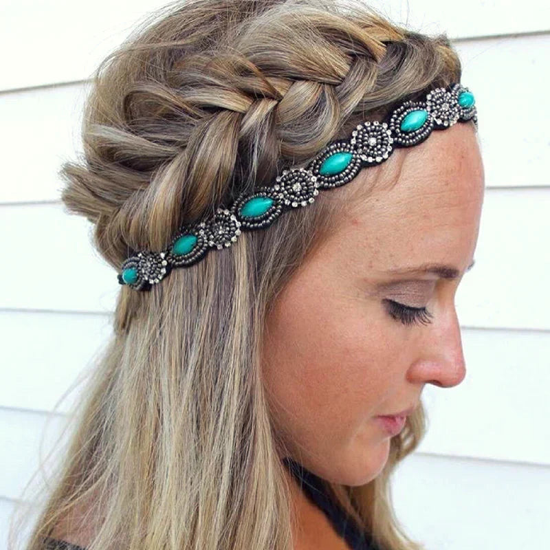 Teal Lush Beaded Headband | Headbands of Hope