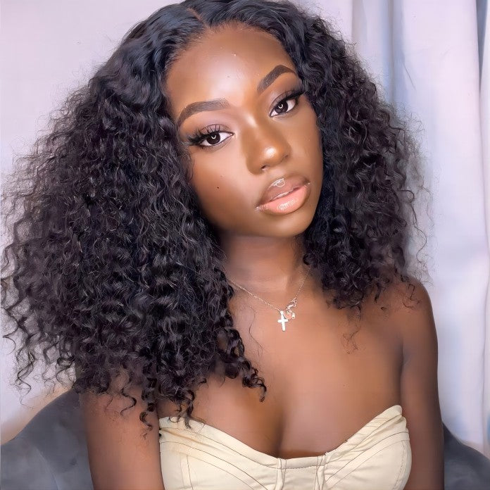 220% Density Shoulder Length Short Curly Hair Bob Wigs Pre-Cut 8×5 Glueless HD Lace Wigs
