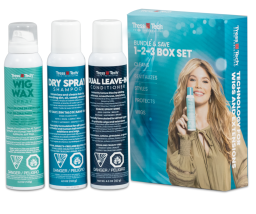 TressTech Box Set | 4.3 oz Wig Wax | 4.3 oz Dry Shampoo | 4.3 oz Dry Spray Leave in Conditioner