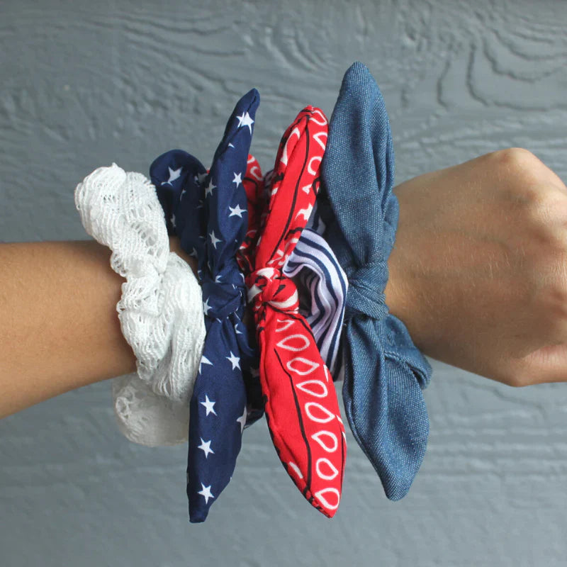 USA Pride Scrunchie Set of 5 | Red, White & Blue Variety Set of 5 | Headbands of Hope