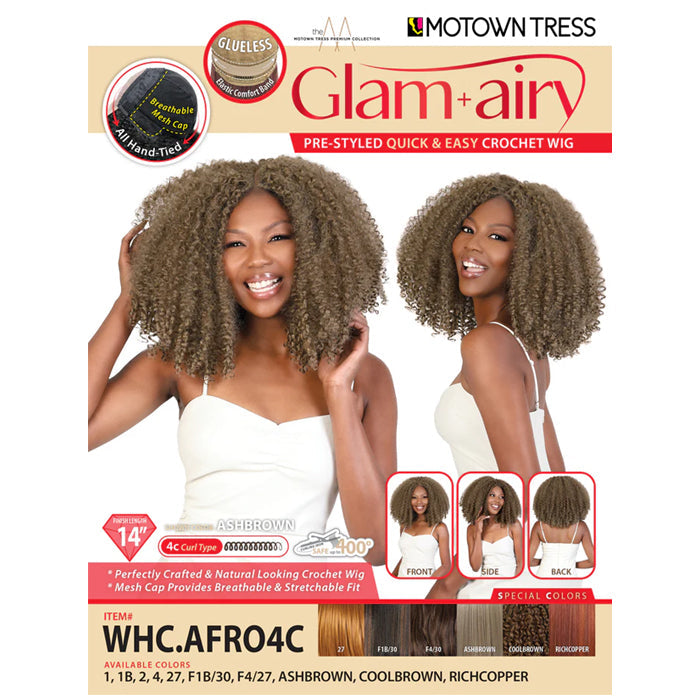 MOTOWN TRESS GLAM+AIRY GLUELESS PRE-STYLED QUICK & EASY CROCHET WIG 14 INCH - WHC.AFRO4C