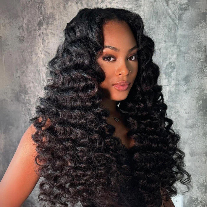 Glueless Wand Curls Wig 100% Human Hair Pre-Plucked Pre Cut 13x6 Lace Frontal Put on go Glueless Wig