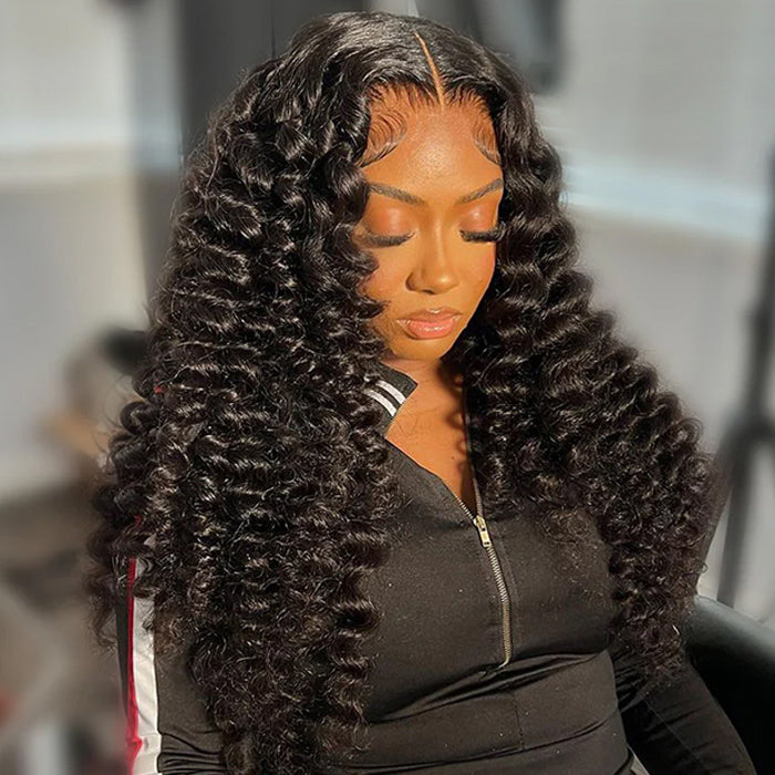 Glueless Wand Curls Wig 100% Human Hair Pre-Plucked Pre Cut 13x6 Lace Frontal Put on go Glueless Wig