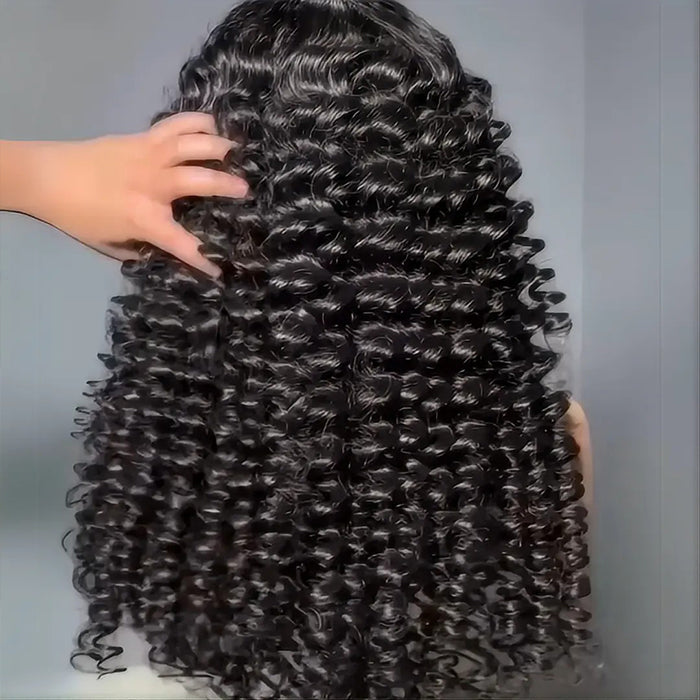 Glueless Wand Curls Wig 100% Human Hair Pre-Plucked Pre Cut 13x6 Lace Frontal Put on go Glueless Wig