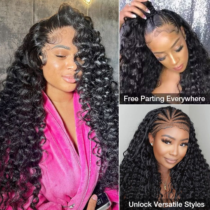 Glueless Wand Curls Wig 100% Human Hair Pre-Plucked Pre Cut 13x6 Lace Frontal Put on go Glueless Wig