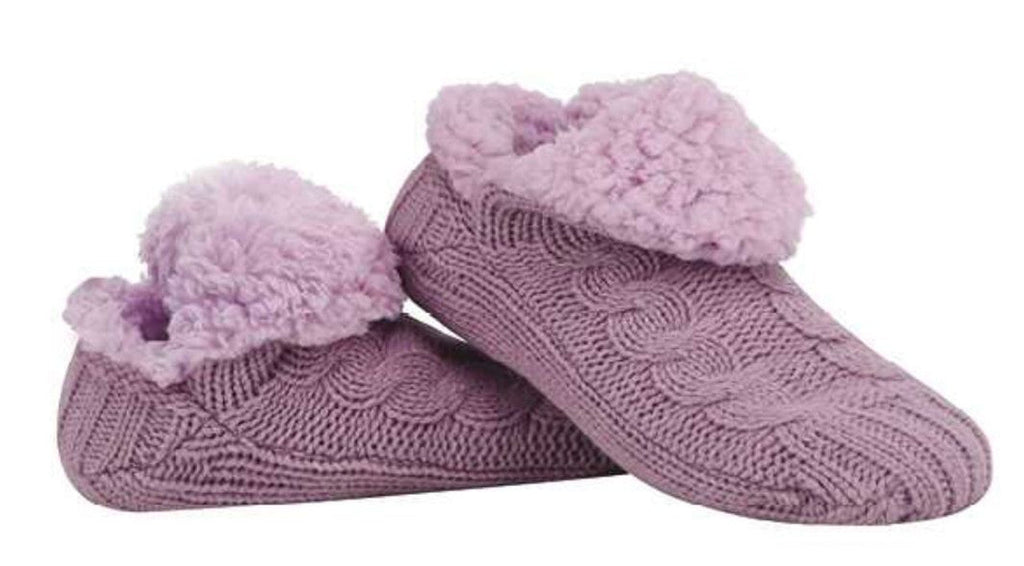 Snoozies! Women's Multi Stitch Microcrew Cable Sherpa Socks